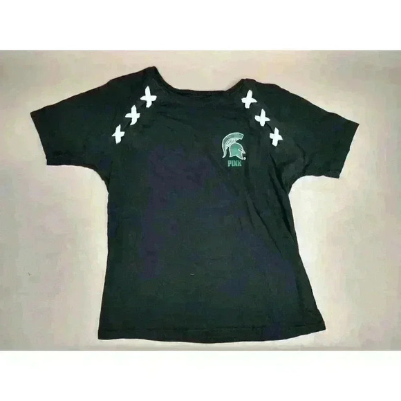 Victoria's Secret Pink 5th And Ocean Michigan State Spartan Shirt Small Black - Picture 6 of 6